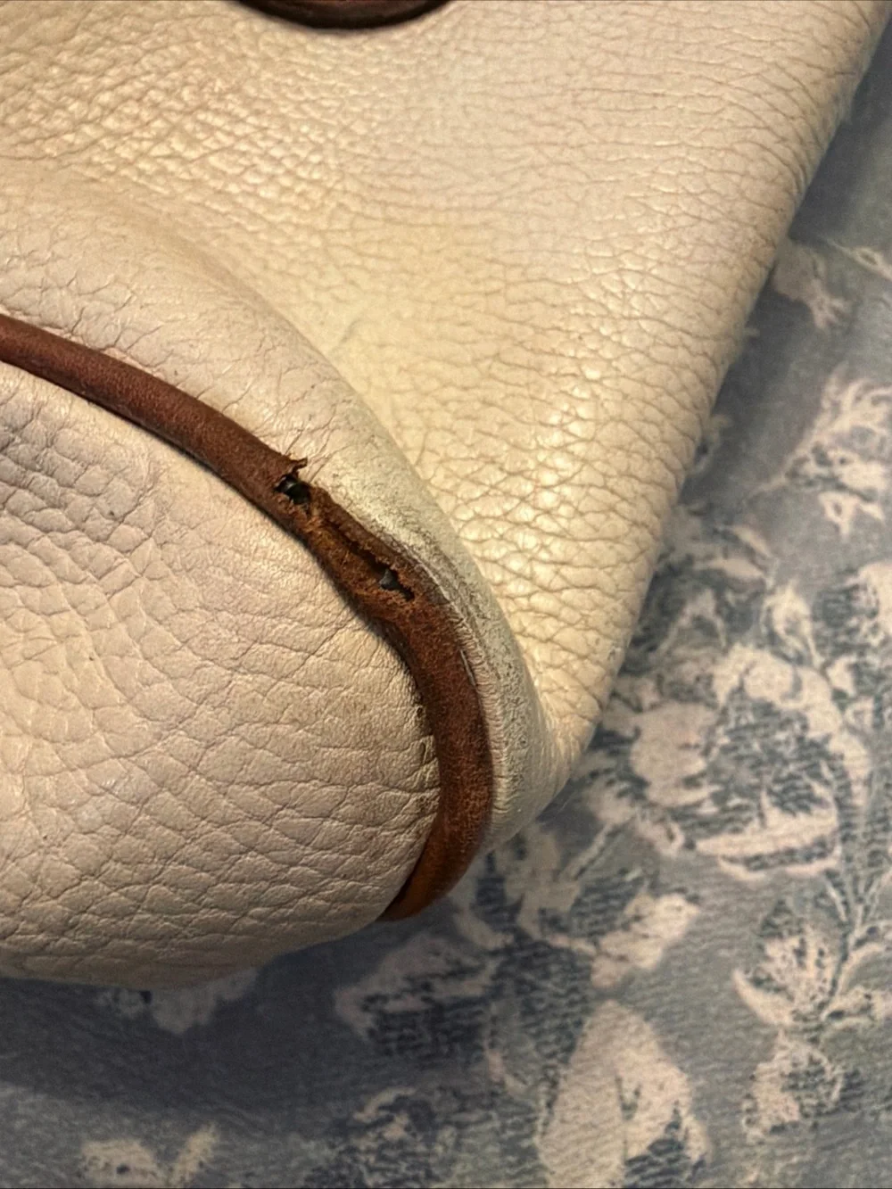 Coach Cream and Brown Leather Top-Handle Satchel